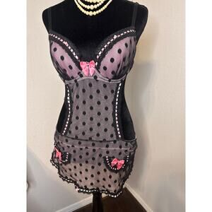 Vintage Victoria's Secret Sexy Little Things Maid Apron Lingerie- Pink Polka Dot